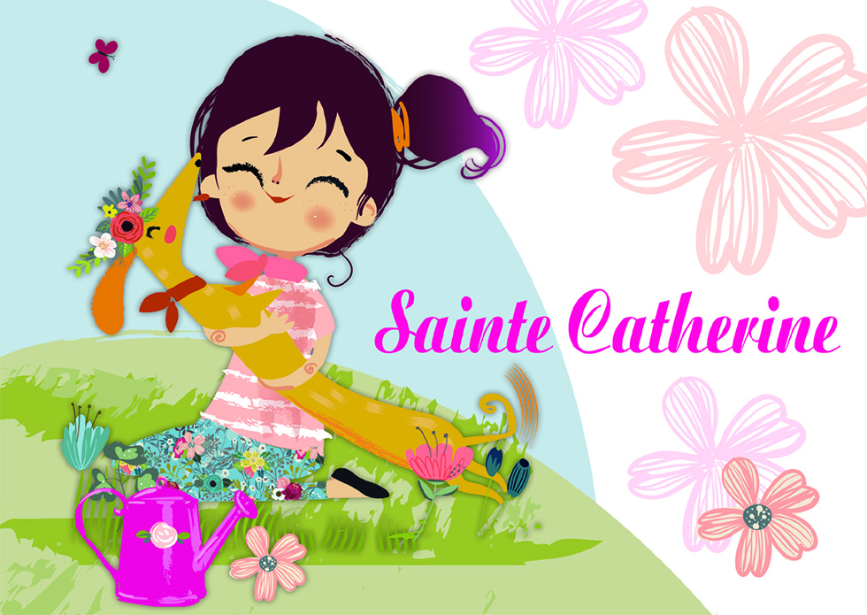 STE CATHERINE FILLE PROMENADE AU JARDIN