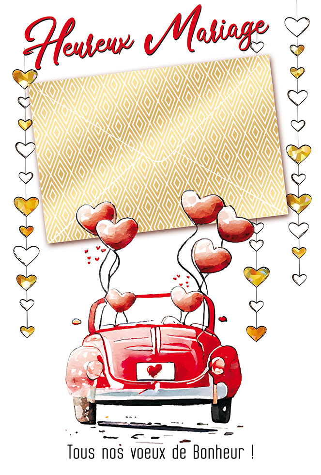 CI* MARIAGE PORTE BILLET  (gaufrage dorures )