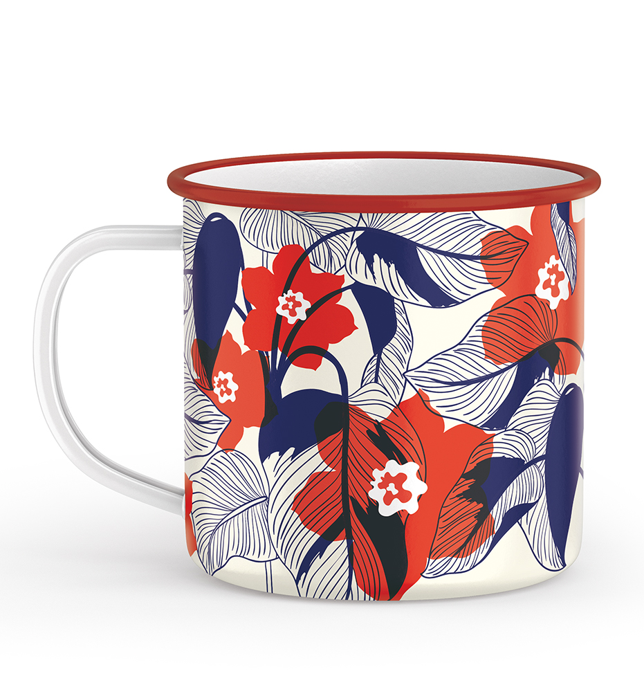 MUG METAL FLEURS ROUGES