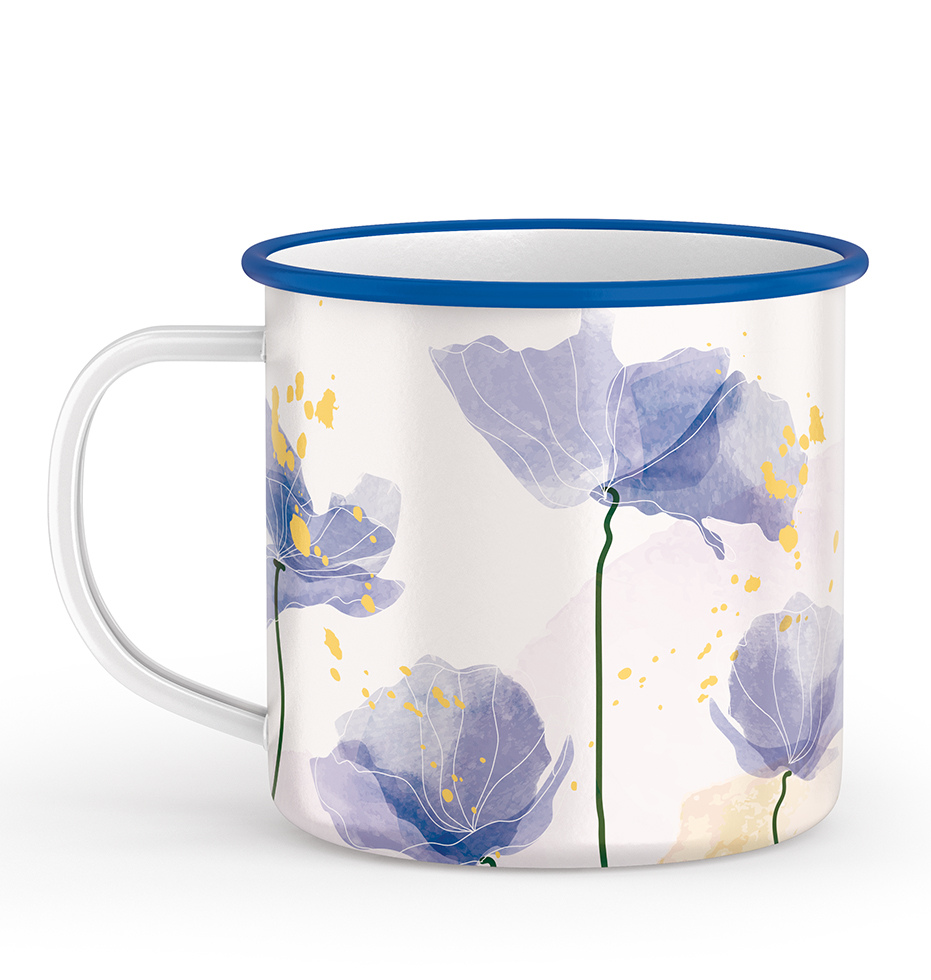 MUG METAL FLEURS BLEUES