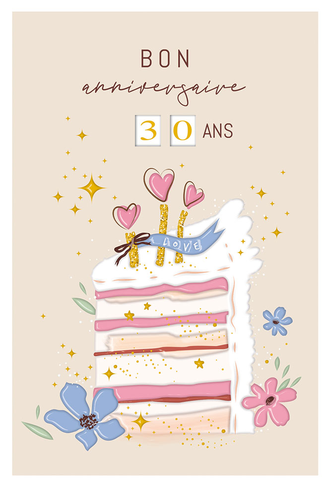 ANNIVERSAIRE GATEAU  dorure/tirette/gaufrage