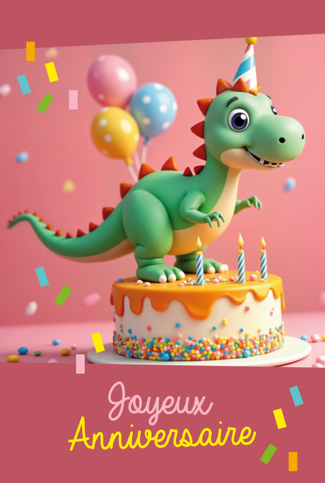  CI* ANNIV ENF  DINO SUR LE GATEAU  (dorure gaufrage)