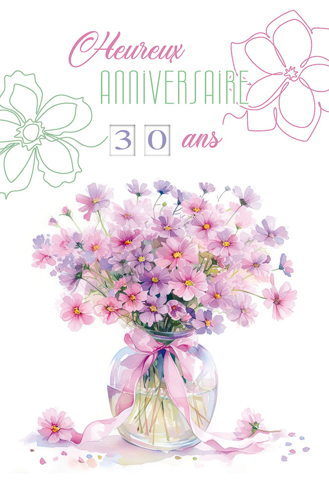 ANNIVERSAIRE FEMME  FLEURS ROSES