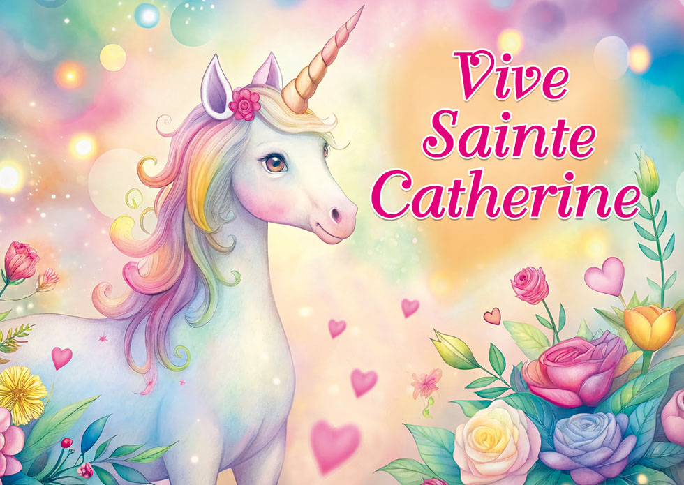 STE CATHERINE FILLE LICORNE MULTICOLORE