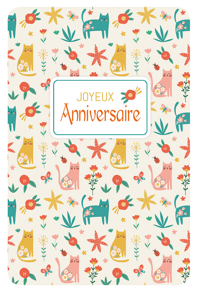 ANNIVERSAIRE CHATS dorure /paillette
