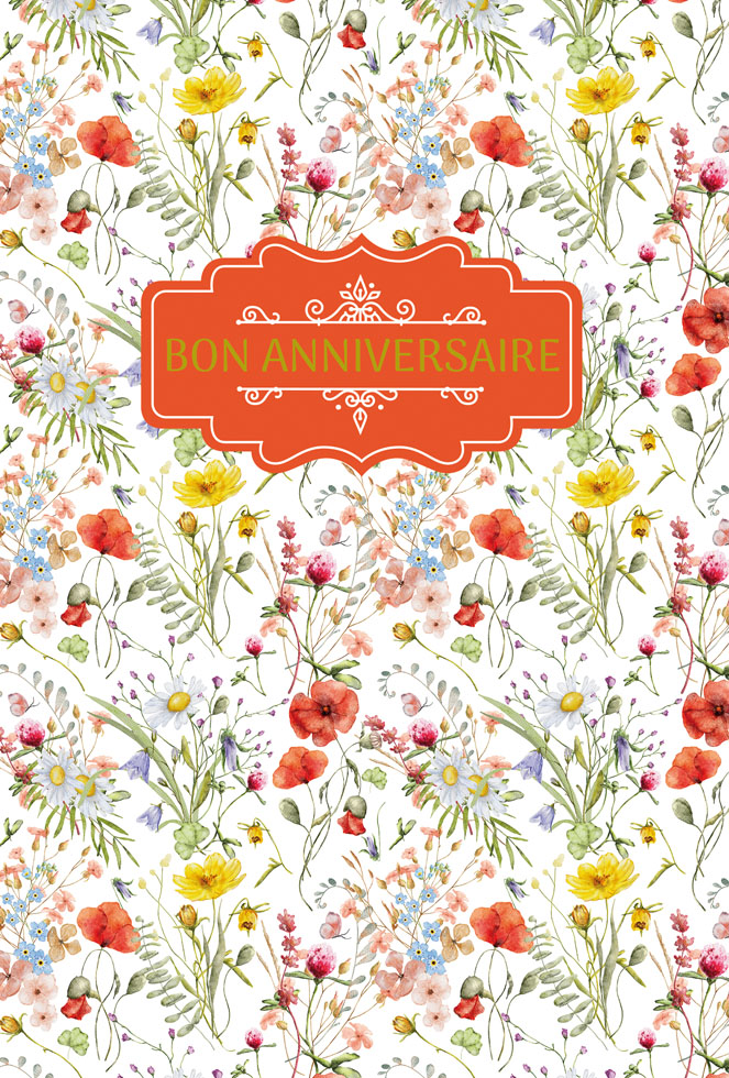 ANNIVERSAIRE  FLEURS DES CHAMPS dorure /gaufragre