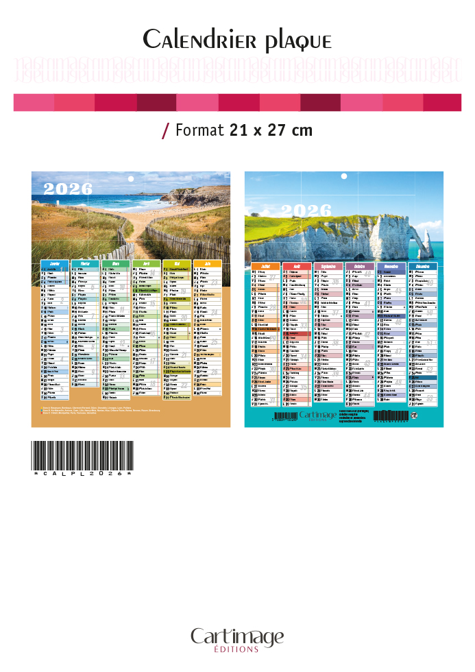 CALENDRIERS PLAQUE