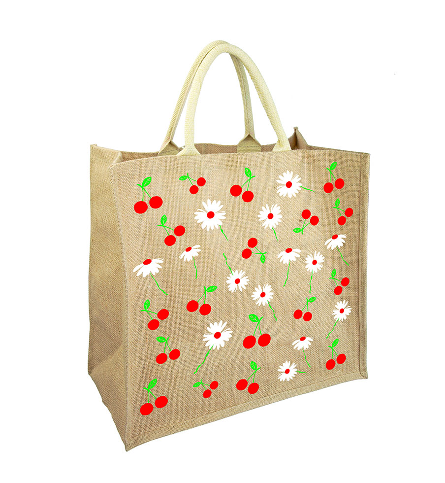 SAC TOILE DE JUTE  CERISE
