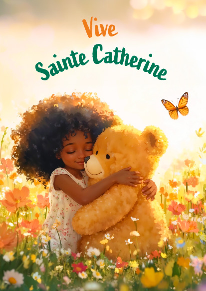 STE CATHERINE FILLE CALIN DANS LE JARDIN