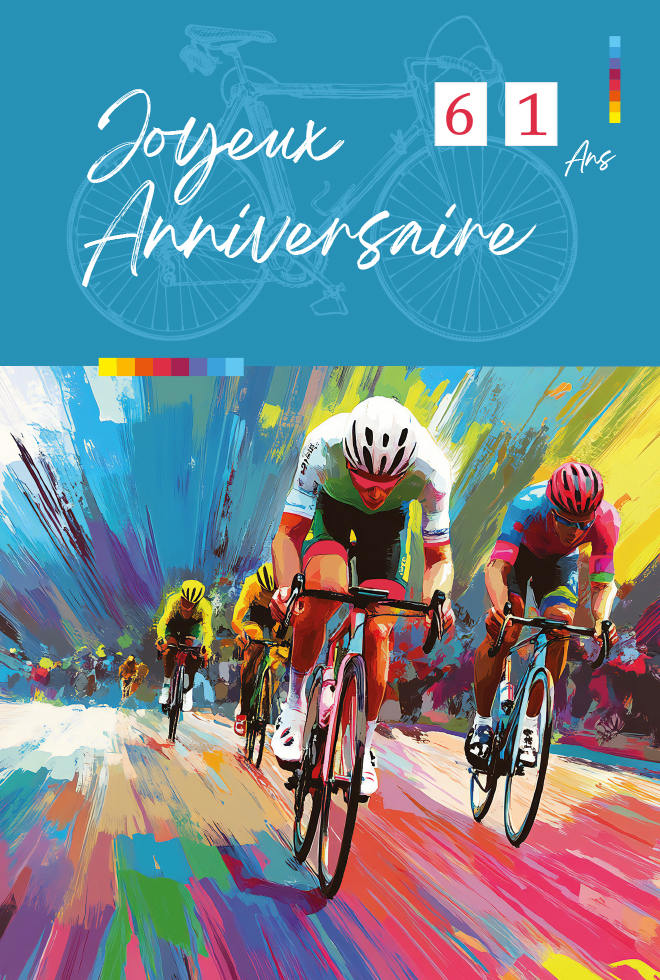 ANNIVERSAIRE  TOUR DE FRANCE A VELO dorure/tirette