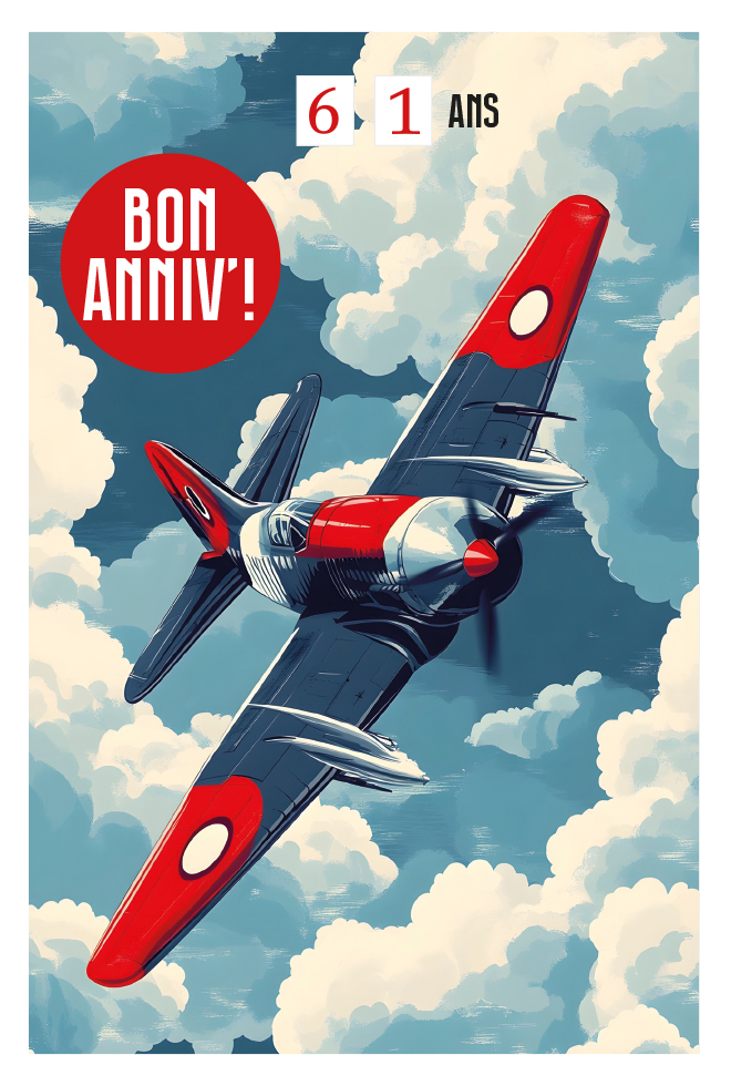 ANNIVERSAIRE  AVION dorure/tirette