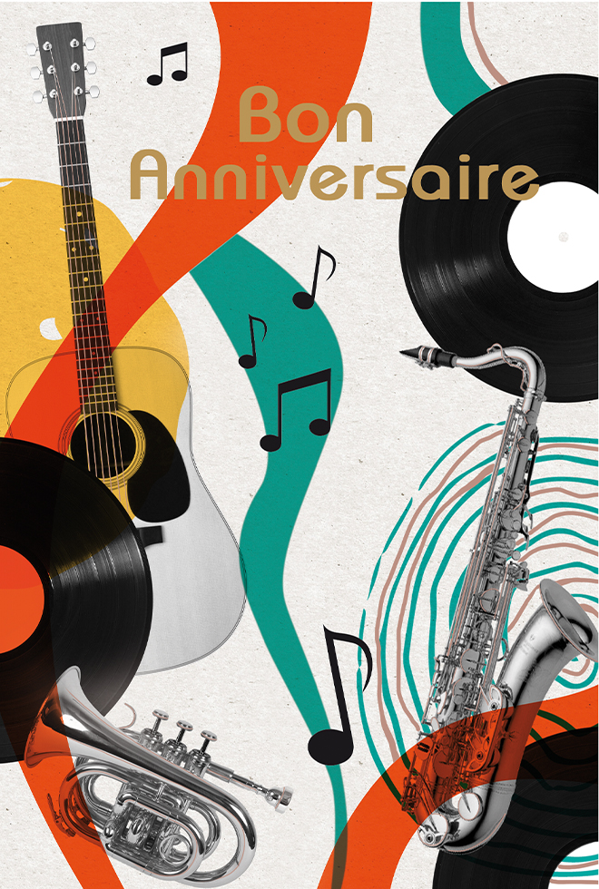 ANNIVERSAIRE  HOMME  MUSIQUE dorure gaufrage