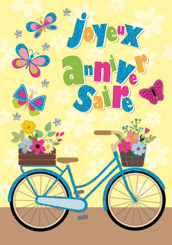 CARNET  MAXI  ANNIVERSAIRE VELO FLEURI