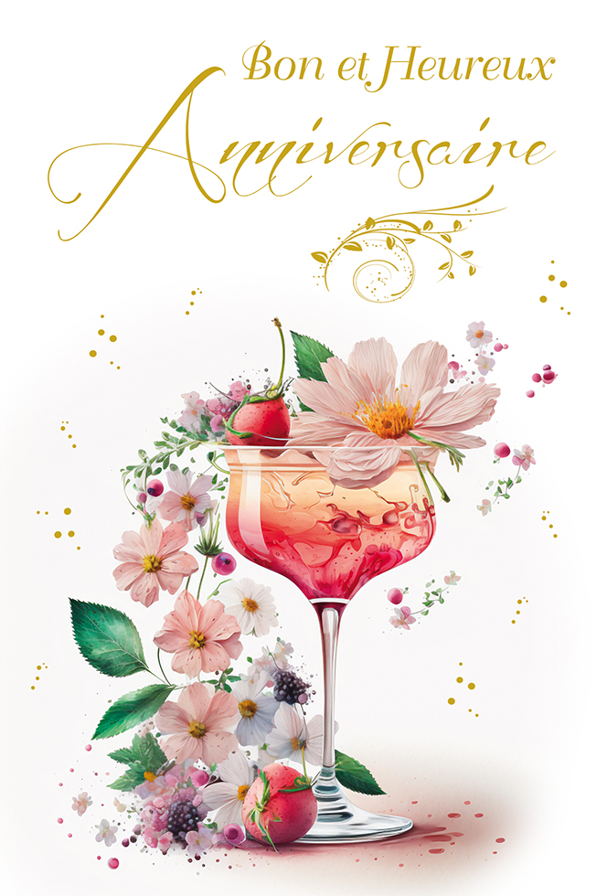 ANNIVERSAIRE COKTAIL DE FLEURS  dorure /paillette