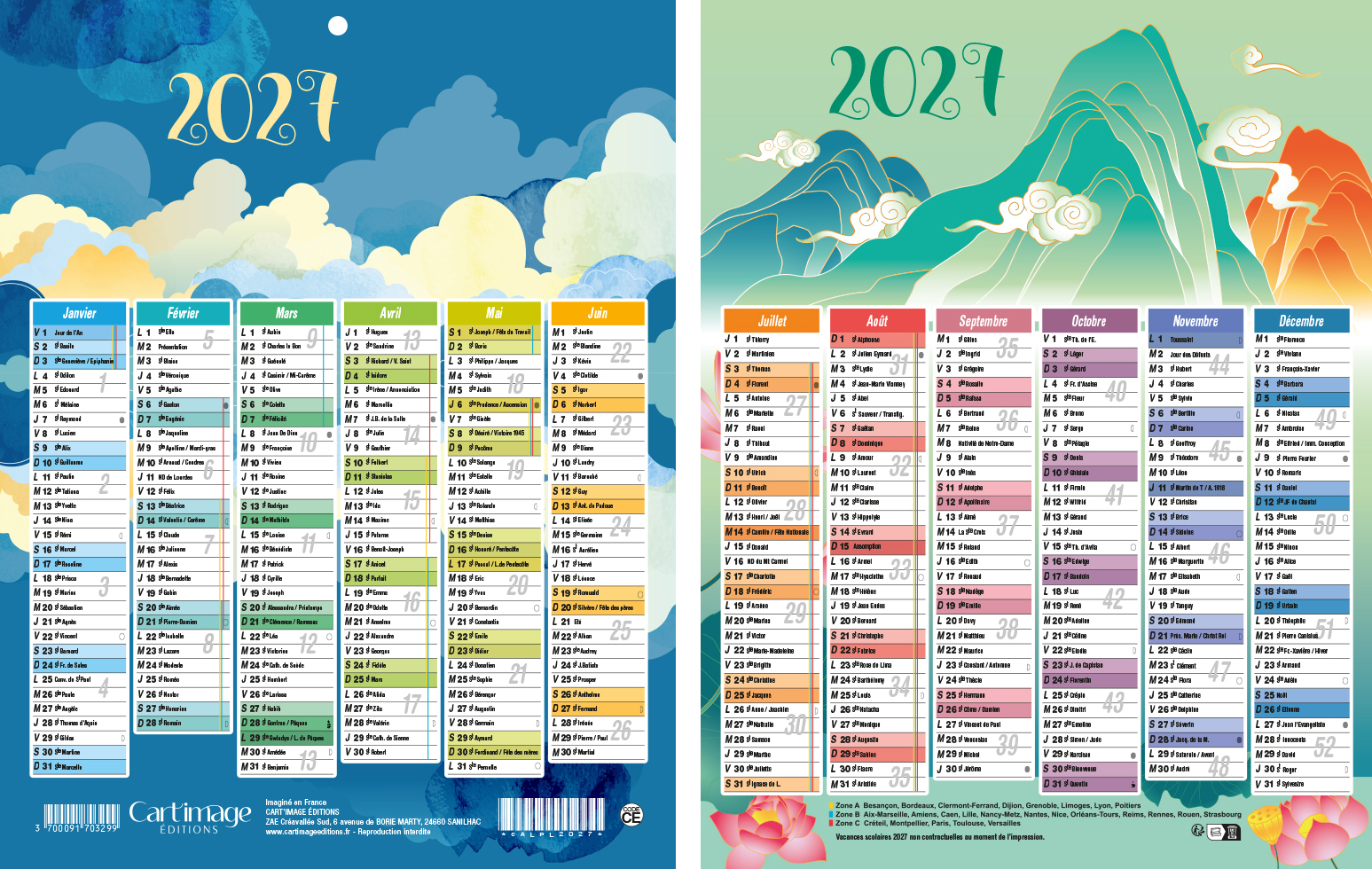 CALENDRIERS PLAQUE 2027